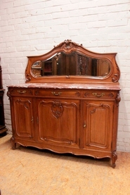Louis XV style sideboard in walnut and red marble top