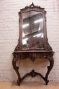 Louis XV style Wall console and mirror in Beechwood, France 19th century