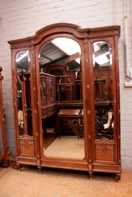 Louis XVI 3 door armoire in mahogany and bronze
