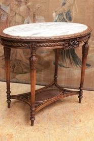 Louis XVI Center table in beechwood with marble top