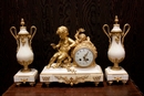 Louis XVI style Clock set in bronze and marble, France 19th century
