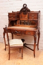 Louis XVI style Desk and chair in Walnut, France 19th century