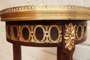 Louis XVI style Mahogany and bronze louis XVI table with marble in bronze and mahogany, France 19th century