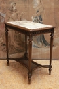 Louis XVI style Center table in walnut and marble, France 1900