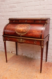 Louis XVI roll top desk with inlay