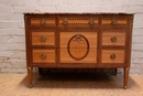 Louis XVI style Chest of drawers in rosewood bronze marble, France 1900
