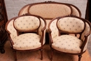 Louis XVI style Sofa set in Walnut, France 19th century