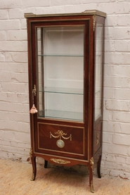 Mahogany display cabinet with bronze and wedgewood
