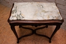 Louis XV style Center table in Beechwood and marble, France 1900