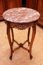 Marble top Louis XV style walnut flower table