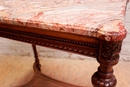 Louis XVI style Center table in walnut and marble, France 1900