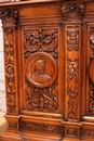 Renaissance style Sideboard in walnut and marble, France 19th century
