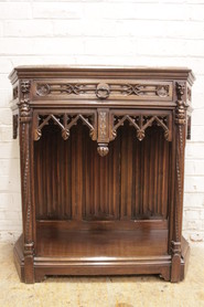 Marble top walnut gothic console
