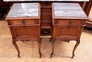 Louis XV style Night stands in walnut and marble, Belgium 19th century