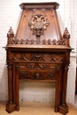 Gothic style Fire mantle in Walnut, France 19th century