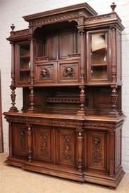 monumental Henri II cabinet in walnut