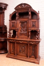 Monumental renaissancve jester cabinet in walnut