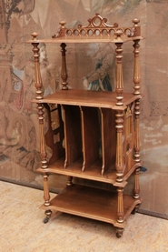 Music cabinet Henri II in walnut with gilt accents