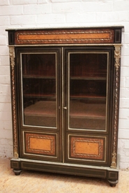 Napoleon III Bookcase mother of pearl inlay and marble top