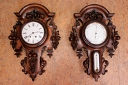 Napoleon III clock and barometer in walnut