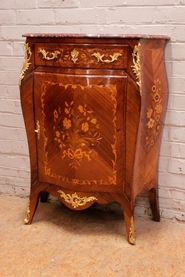 Napoleon III marble top cabinet with inlay and gilt bronze