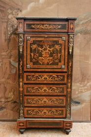 Napoleon III Secretary desk with inlay bronze and marble top