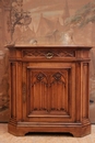 Gothic style Cabinet in walnut and marble, France 19th century