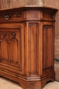 Gothic style Cabinet in walnut and marble, France 19th century