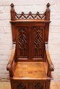 Gothic style Hall bench in Walnut, France 19th century