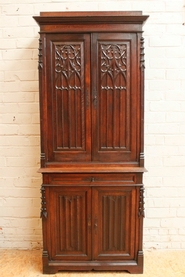Narrow oak gothic cabinet