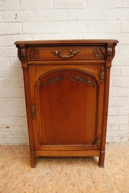 Narrow walnut art Nouveau Cabinet with marble top