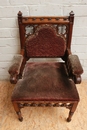 Gothic style arm chair in Oak, Belgium 19th century