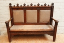 Gothic style bench in Oak, France 19th century