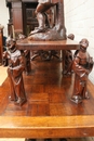 Gothic style Armagnac presentation table in Oak, France 19th century