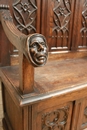 Gothic style hall bench in Oak, France 19th century