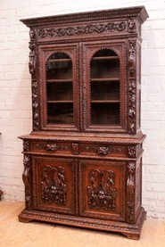 Oak hunt style cabinet