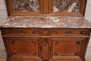 Louis XV style Server in oak and marble, Belgium 19th century