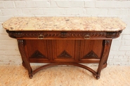 Oak renaissance wall console with marble top