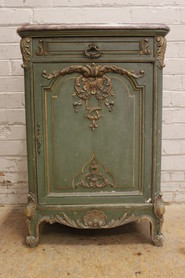 Original paint Louis XV cabinet with marble top by LEROLLE PARIS