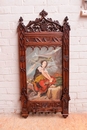 Gothic style Painting in oil on canvas and oak, France 19th century