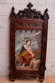 Painting oil on canvas in oak gothic frame