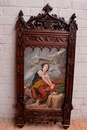 Gothic style Painting in oil on canvas and oak, France 19th century