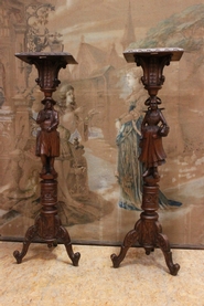 Pair breton figural pedestals