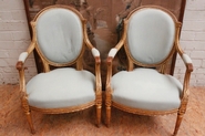 Pair gilt Louis XVI arm chairs