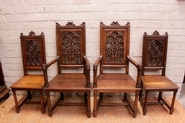 Pair gothic arm chairs and matching chairs