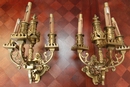 Gothic style wall sconses in Bronze, France 19th century