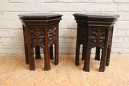 pair gothic oak side tables