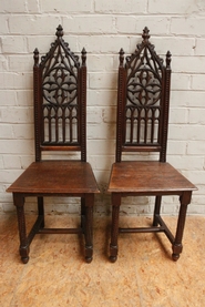 Pair gothic side chairs
