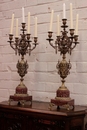 Gothic style Candelabras in Bronze and marble, France 19th century