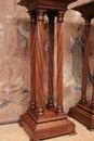 Henri II gothic style Pedestals in Walnut, France 19th century